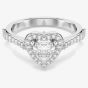 Swarovski Una Angelic Rhodium Plated Heart Crystal Ring 5744046