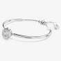 Swarovski Dextera Rhodium Plated Round White Crystal Bangle 5733399