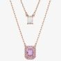 Swarovski Ladies Millenia Rose Gold Plated Octagon Layered Necklace 5640558