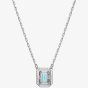 Swarovski Ladies Millenia Rhodium Plated Blue Octagon Necklace 5640289