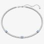 Swarovski Matrix Blue Mixed Cut Rhodium Plated Tennis Necklace 5666167 (M)