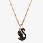 Swarovski Rose Gold Plated Black Swan Pendant Necklace 5678046