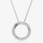 Swarovski Dextera Rhodium Plated White Pave Circle Necklace 5692737