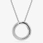Swarovski Dextera Rhodium Plated White Pave Circle Necklace 5692737