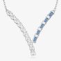 Swarovski Matrix Rhodium Plated Mixed Cut Blue & White Zirconia Necklace 5732265