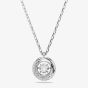 Swarovski Dextera Rhodium Plated Round White Crystal Pendant Necklace 5733400