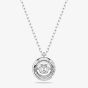 Swarovski Dextera Rhodium Plated Round White Crystal Pendant Necklace 5733400