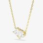 Swarovski Mesmera Gold Tone Plated Double White Zirconia Heart Necklace 5733475