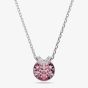 Swarovski Bella Rhodium Plated Round Pink Crystal Pendant Necklace 5734230