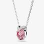 Swarovski Bella Rhodium Plated Round Pink Crystal Pendant Necklace 5734230