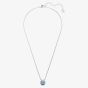 Swarovski Bella Rhodium Plated Round Blue Crystal Pendant Necklace 5734232