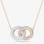 Swarovski Stone Rose Gold Tone 2 Crystal Circle Necklace 5414999