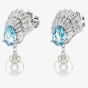 Swarovski Idyllia Rhodium Plated Blue Sheel & Pearl Dropper Earrings 5680301