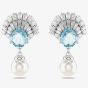Swarovski Idyllia Rhodium Plated Blue Sheel & Pearl Dropper Earrings 5680301