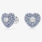 Swarovski Hyperbola Rhodium Plated Blue Heart Stud Earrings 5683576