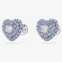 Swarovski Hyperbola Rhodium Plated Blue Heart Stud Earrings 5683576