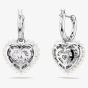 Swarovski Hyperbola Rhodium Plated White Heart Dropper Earrings 5684384
