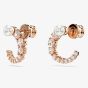 Swarovski Matrix Rose Gold Tone Plated Crystal Pearl Half Hoop Earrings 5692264