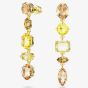 Swarovski Gema Gold Tone Plated Mixed Cut Yellow Crystal Drop Earrings 5718073