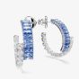 Swarovski Matrix Rhodium Plated Blue & White Zirconia Hoop Earrings 5722459