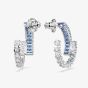 Swarovski Matrix Rhodium Plated Blue & White Zirconia Hoop Earrings 5722459