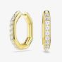 Swarovski Dextera Gold Tone Plated White Crystal Octagon Hoop Earrings 5724584