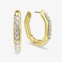 Swarovski Dextera Gold Tone Plated White Crystal Octagon Hoop Earrings 5724584