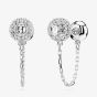 Swarovski Una Rhodium Plated Round White Crystal Drop Earrings 5732273