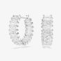 Swarovski Matrix Rhodium Plated Baguette Cut White Zirconia Hoop Earrings 5733397