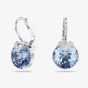 Swarovski Bella Rhodium Plated Blue Crystal V Drop Earrings 5734234