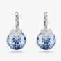 Swarovski Bella Rhodium Plated Blue Crystal V Drop Earrings 5734234