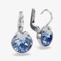 Swarovski Bella Rhodium Plated Blue Crystal V Drop Earrings 5734234
