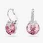 Swarovski Bella Rhodium Plated Pink Crystal V Drop Earrings 5734235
