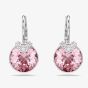 Swarovski Bella Rhodium Plated Pink Crystal V Drop Earrings 5734235
