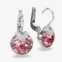Swarovski Bella Rhodium Plated Pink Crystal V Drop Earrings 5734235