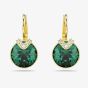 Swarovski Bella Gold Tone Plated Green Crystal V Drop Earrings 5735389