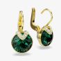 Swarovski Bella Gold Tone Plated Green Crystal V Drop Earrings 5735389