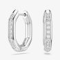 Swarovski Dextera Rhodium Plated White Crystal Octogan Hoop Earrings 5724585