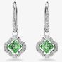 Swarovski Una Angelic Rhodium Plated Green Clover Drop Earrings 5758001