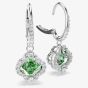 Swarovski Una Angelic Rhodium Plated Green Clover Drop Earrings 5758001
