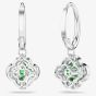 Swarovski Una Angelic Rhodium Plated Green Clover Drop Earrings 5758001