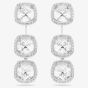 Swarovski Una Angelic Rhodium Plated Cushion Cut Halo Stud Earrings 5754342