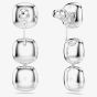 Swarovski Una Angelic Rhodium Plated Cushion Cut Halo Stud Earrings 5754342