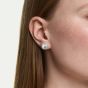 Swarovski Una Angelic Rhodium Plated Cushion Cut Halo Stud Earrings 5754342