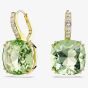 Swarovski Millenia 18ct Yellow Gold Plated Cushion Cut Green Drop Earrings 5764822