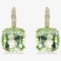 Swarovski Millenia 18ct Yellow Gold Plated Cushion Cut Green Drop Earrings 5764822