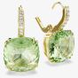 Swarovski Millenia 18ct Yellow Gold Plated Cushion Cut Green Drop Earrings 5764822