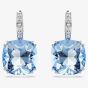 Swarovski Millenia Rhodium Plated Cushion Cut Blue Drop Earrings 5756150