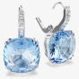 Swarovski Millenia Rhodium Plated Cushion Cut Blue Drop Earrings 5756150