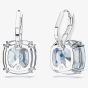 Swarovski Millenia Rhodium Plated Cushion Cut Blue Drop Earrings 5756150